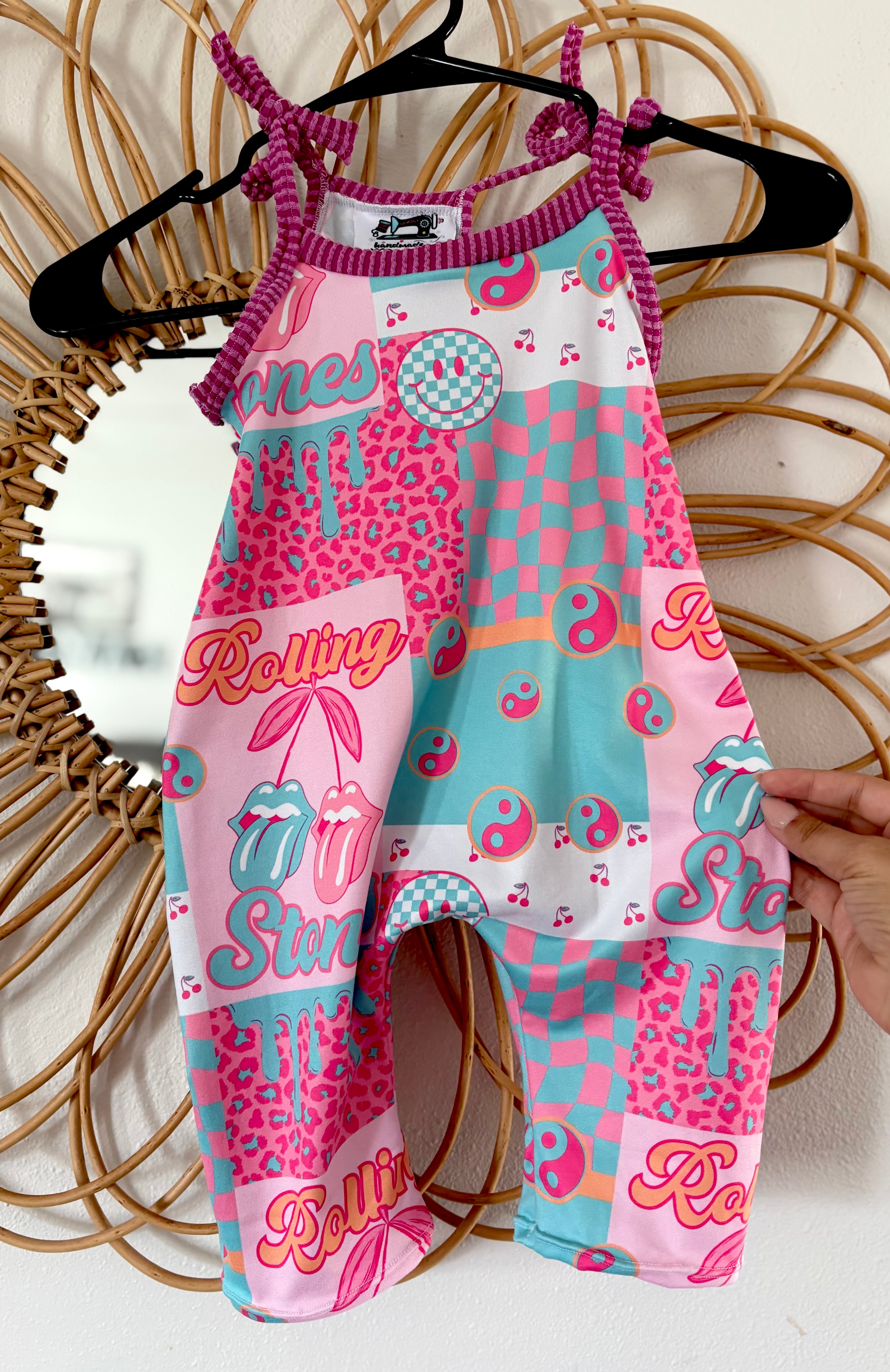 Retro Girly Patchwork Romper | Handmade | Newborn – 4T